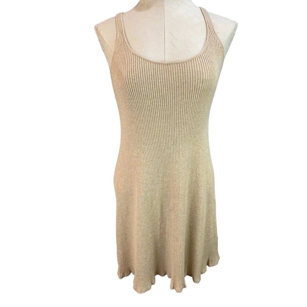 Small J.Crew Women's Tan‎ Sculpted Rib Sleeveless Sweater Dress Style#BI279